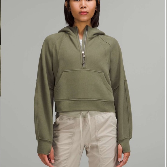 lululemon athletica Sweaters - Lululemon Scuba Oversized Half-Zip Hoodie Medium Olive